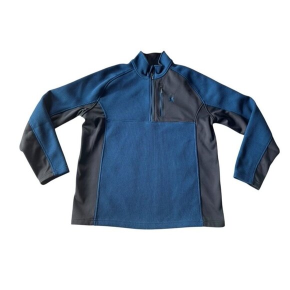 Spyder Men's Sz XL Blue & Black Half Zip Gait Knit Pullover Jacket - Picture 13 of 13